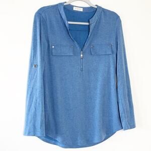 Bulotus Womens Top Long Sleeve Small Stretchy Blue Soft